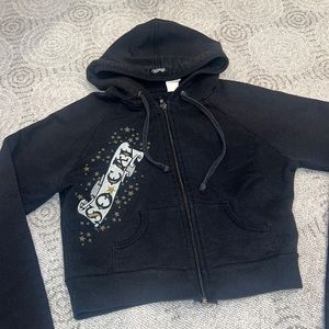 SoCal Y2k mall goth cropped hoodie skull xs rare vintage